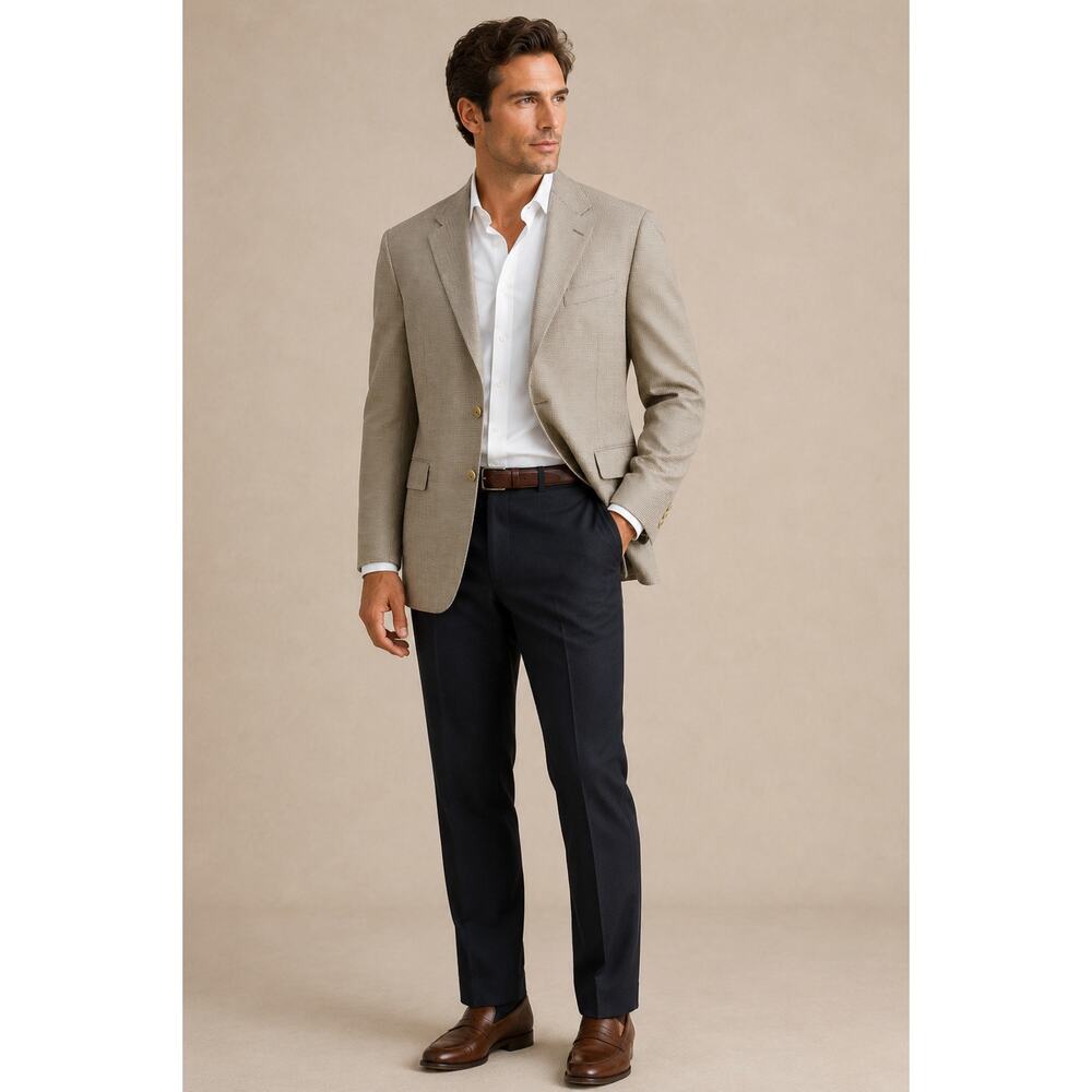 Ralph Lauren 41R Silk Wool Blazer Sport Coat Tan Jacket